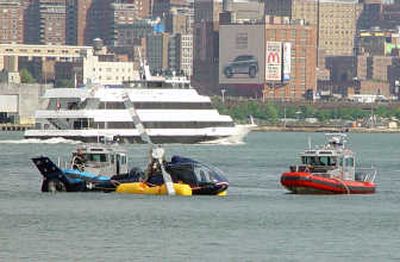 
A helicopter made an emergency water landing into the Hudson River in New York on Saturday.  Eight people, including the pilot, were rescued from the watersAssociated Press
 (Associated Press / The Spokesman-Review)