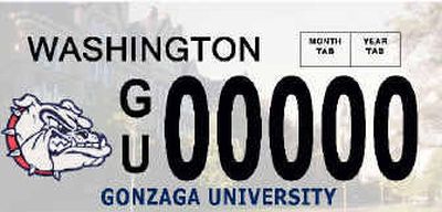 
This is the proposed design for the new Gonzaga University state license plates.
 (Washington Department of Licensing / The Spokesman-Review)