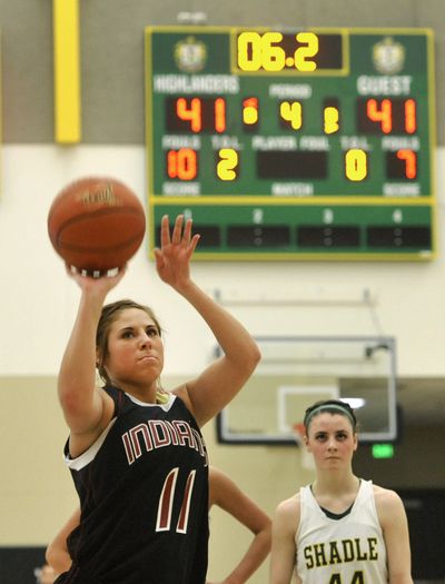 NC’s Lindsey Schaefer prepares to shoot the winning free throw. (Dan Pelle)