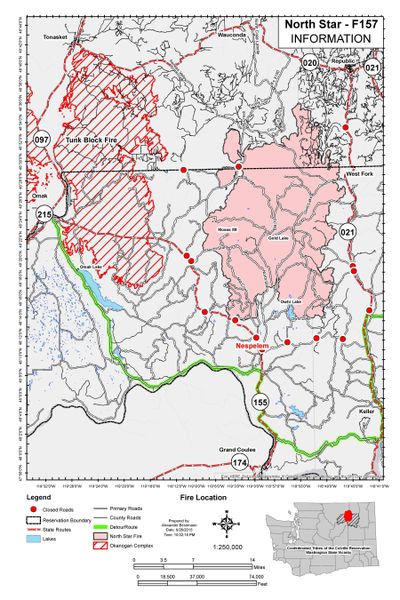 The Northstar Fire had a 150-mile perimeter on the morning of Aug. 28, 2015.
