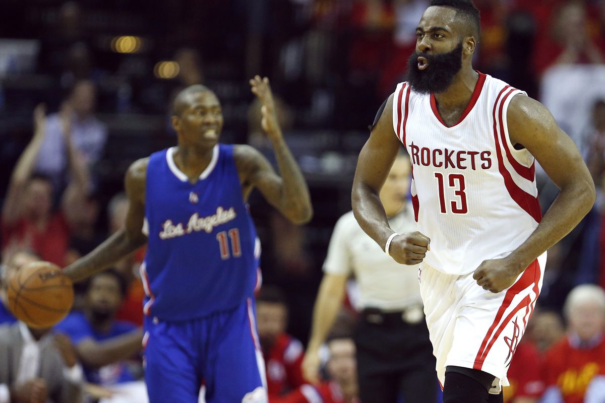 Rockets guard James Harden scored 31 points in Sunday’s victory. (Associated Press)