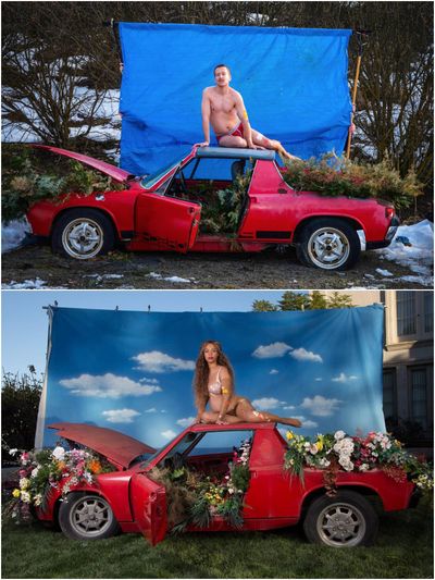 Christian O’Bryan’s parody photo of Beyoncé’s pregnancy announcement has gone viral, with more than a million views and 1,000 comments on Reddit. (John O’Bryan)