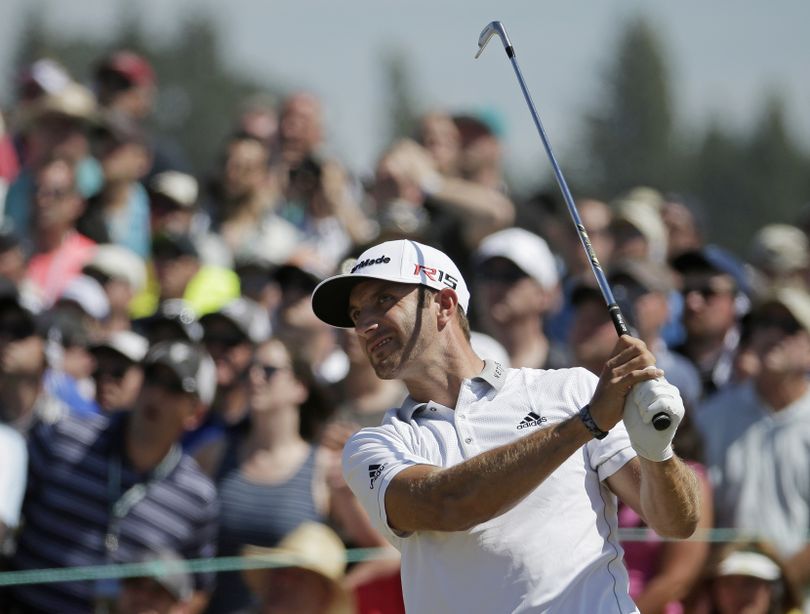 Dustin Johnson made a charge on Sunday before faltering on the final green. (Associated Press)