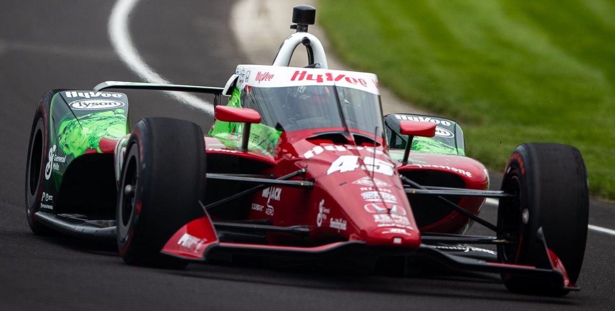 Rahal Letterman Lanigan Racing driver Santino Ferrucci practices at Indianapolis Motor Speedway on May 18, 2021, for the 105th running of the Indianapolis 500.  (Tribune News Service)