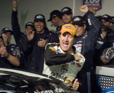 Ron Fellows celebrates a Nationwide victory in rainy Montreal.  (Associated Press / The Spokesman-Review)