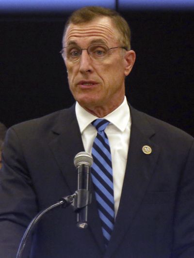 In this photo from July 7, 2017, U.S. Rep. Tim Murphy (R- Pa) speaks at the National Energy Technology Laboratory (NETL) Pittsburgh site, in South Park Township, Pa. south of Pittsburgh. (Keith Srakocic / Associated Press)
