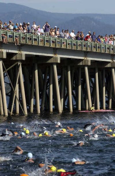 
Hundreds watch the start of the Long Bridge Swim in 2004. 
 (File / The Spokesman-Review)