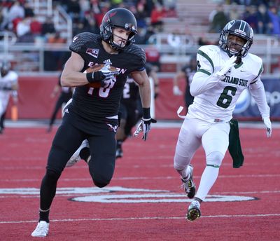 Eastern Washington receiver Cooper Kupp, left, has won two national player of the year awards. (Jesse Tinsley / The Spokesman-Review)