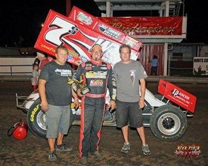 Jason Sides and his World of Outlaws team celebrate victory on June 29. (Photo courtesy of WoO Sprint Car Series Media Relations)