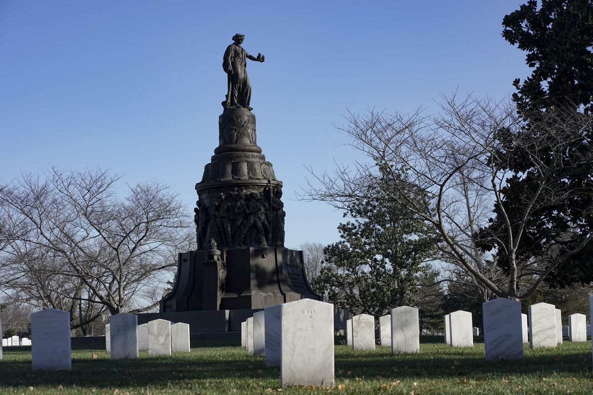 The Confederate Memorial at Arlington National Cemetery was removed in 2023 on order of the bipartisan Naming Committee, but the defense secretary has on social media ordered that it be reerected, declaring that "it never should have been taken down by woke lemmings." (Bonnie Jo Mount/The Washington Post)