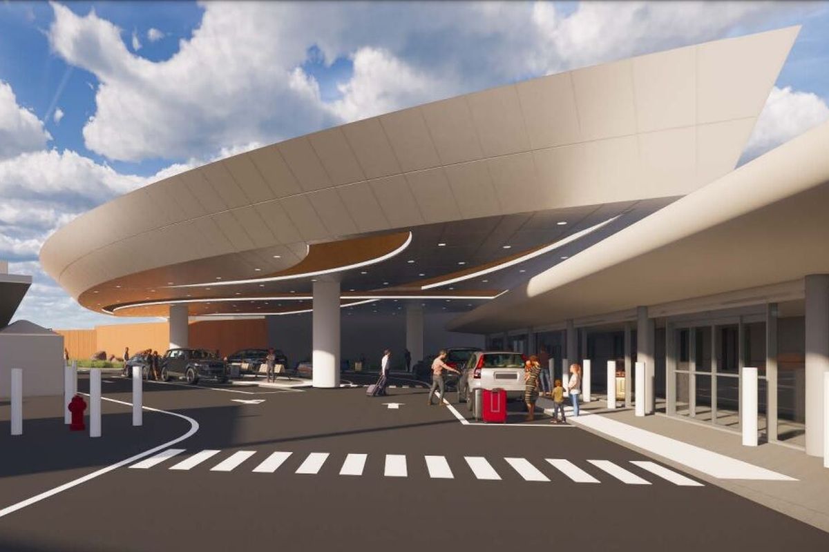 Spokane International Airport is planning an extensive remodel, shown in this rendering, to its ground transportation center and rental car return area on the east side of the airport.  (Courtesy of DCI Engineers/Wolfe Architectural Group)