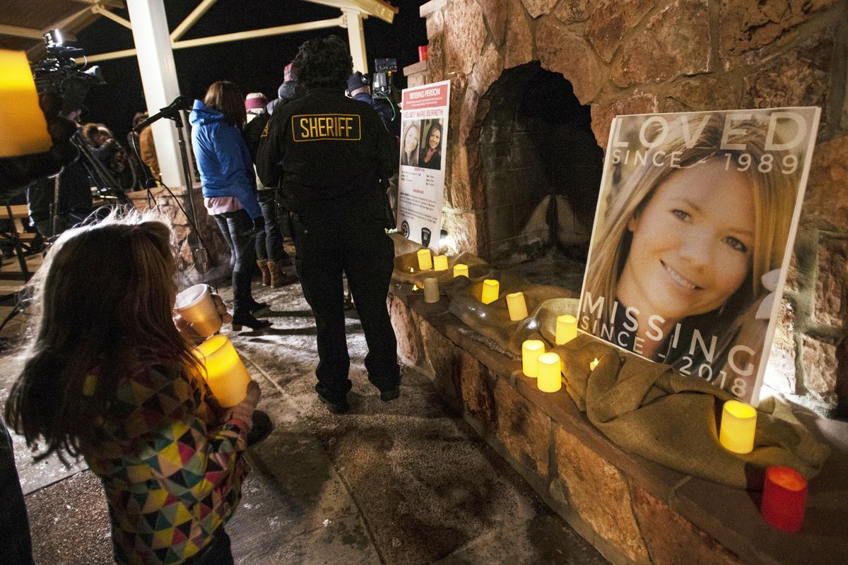 Community members hold a candlelight vigil for Kelsey Berreth on Dec. 13, 2018, under the gazebo of Memorial Park in Woodland Park, Colo. Authorities say they have arrested the fiance of the Colorado woman who was last seen on Thanksgiving. Teller County sheriff’s Cmdr. Greg Couch said Patrick Frazee was arrested Friday morning, Dec. 21 at his home in the community of Florissant, Colo. (Kelsey Brunner / AP)