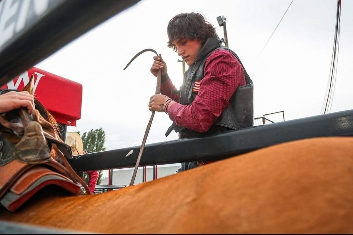 Hanson prepares for a bareback ride in a recent rodeo.  (photo Courtesy of Jennifer Hanson)