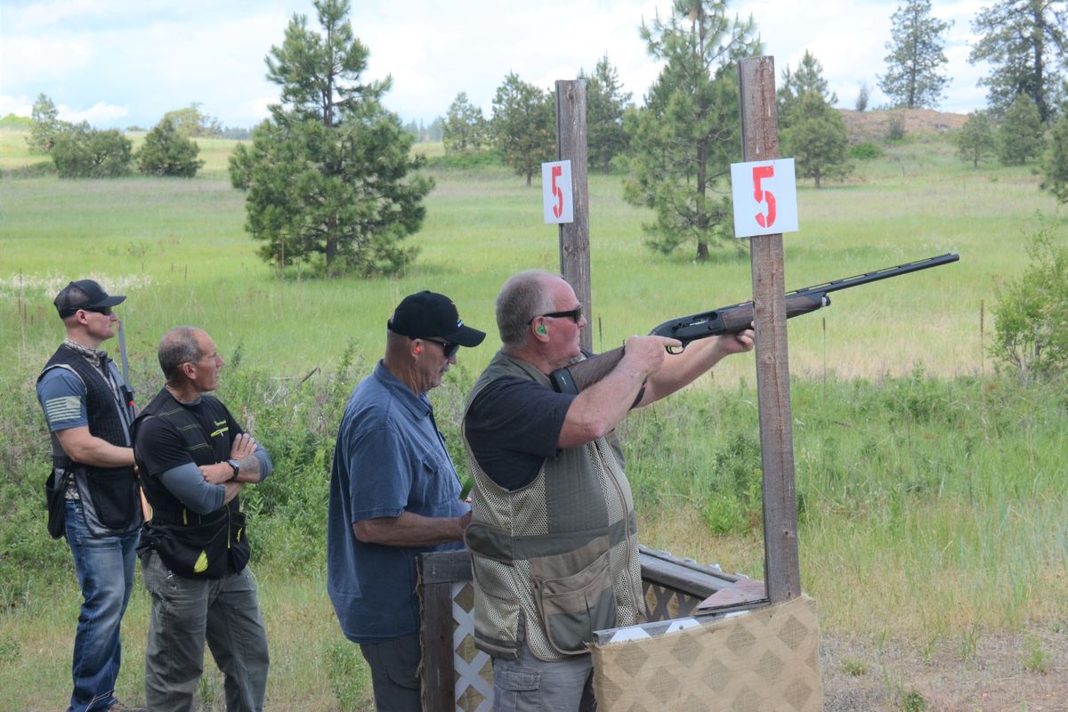 A group of five men visiting Spokane shopped in several towns to come up with the 500 target loads they would need to shoot a round on the course at Landt Farms Sporting Clays last week. One man paid $18 for a box of 25 shells.  (RICH LANDERS/FOR THE SPOKESMAN-REVIEW)