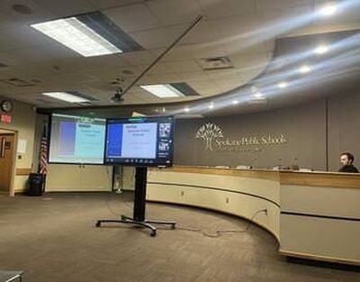 Spokane Public Schools board of directors meets virtually for the Nov. 1 school board meeting where directors finalized the bond and levy proposals to be sent to February ballots.   (Elena Perry/THE SPOKESMAN-REVIEW)