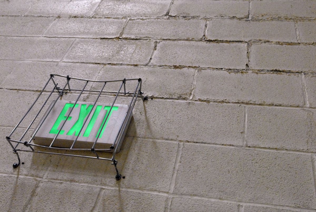 Paint blisters on the bricks inside the new gymnasium at Mountain View Middle School that was built in 1994. Water seeps from the roof onto the bricks and leaks through the seams because it wasn’t sealed properly. The walls get painted several times a year. “We’ve been piece mealing the school back together,” said Principal Jim McAdam. “They (custodial staff) do a phenominal job.” (J. Bart Rayniak / The Spokesman-Review)