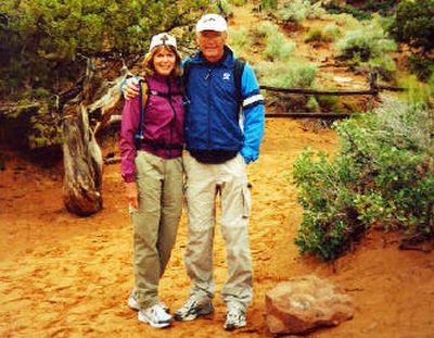 
Gary and Tina Johnson stop tp have their picture taken in Arches National Park in Utah.
 (Family photo / The Spokesman-Review)