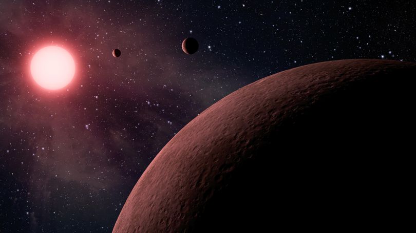 This artist rendering provided by NASA/JPL-Caltech shows some of the 219 new planet candidates, 10 of which are near-Earth size and in the habitable zone of their star identified by NASAs Kepler space telescope. NASA says its planet-hunting telescope has found 10 new planets outside our solar system that are likely the right size and temperature to potentially have life on them. As the Kepler telescope finished its main mission, NASA announced Monday that it has seen a total of 49 planets in the Goldilocks Zone for possible life. And they only looked in a tiny part of the galaxy. (AP)