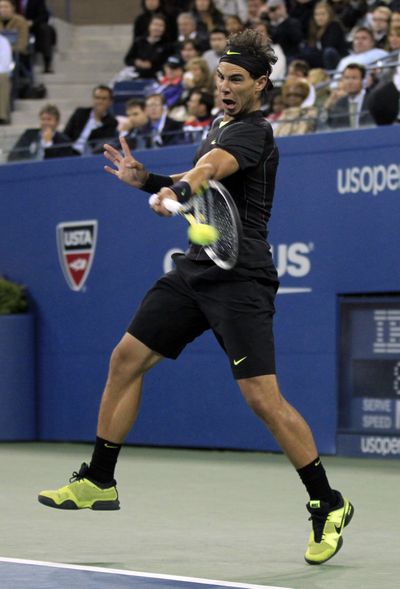 Rafael Nadal advanced to the U.S. Open semifinals. (Associated Press)