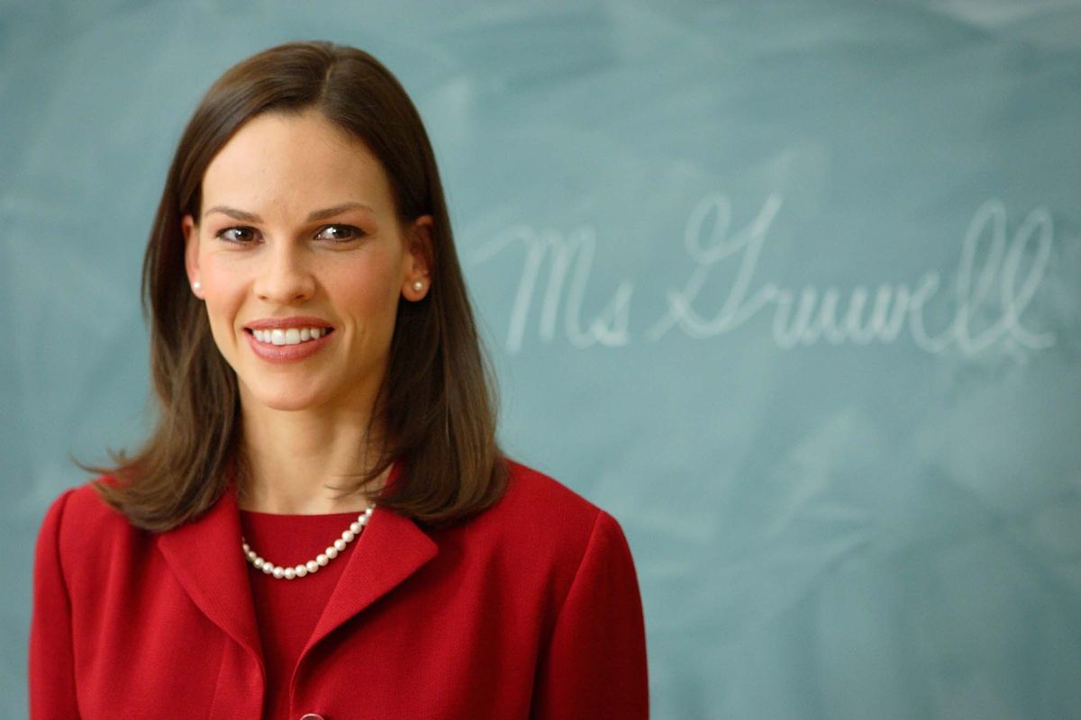 In this photo provided by Paramount Pictures, Hilary Swank is pictured as Erin Gruwell in “Freedom Writers.” (Associated Press)