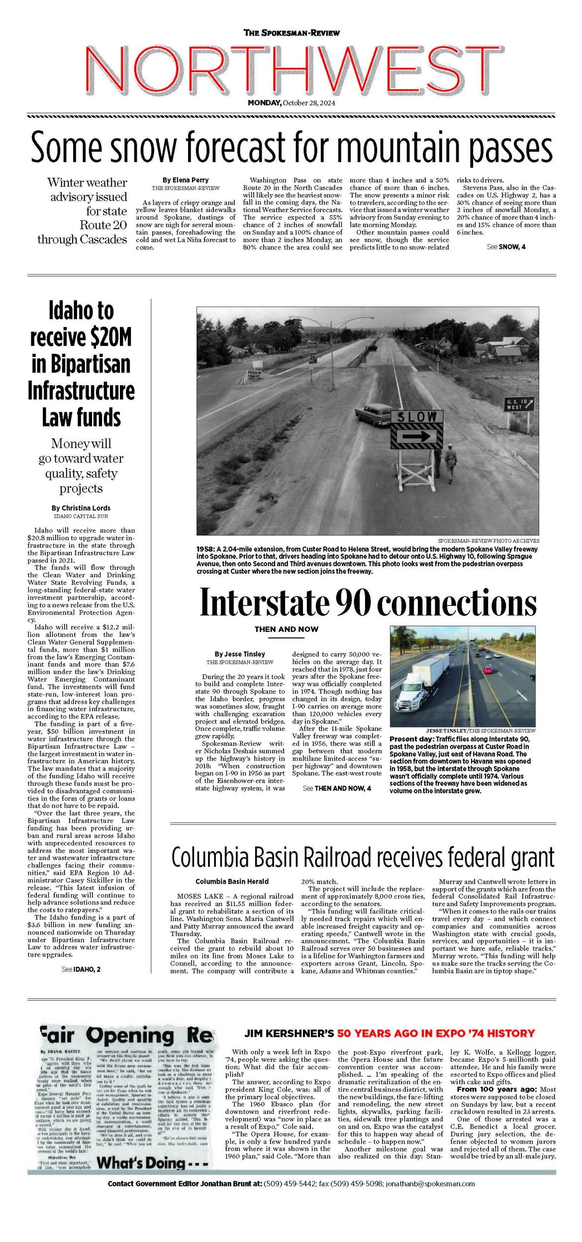 Northwest Front Page for Oct. 28, 2024 The SpokesmanReview