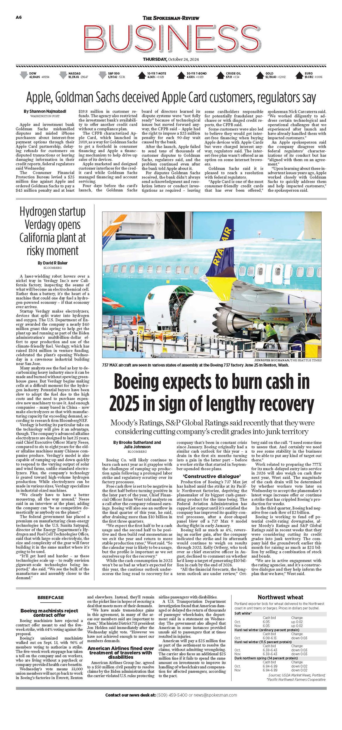 Business Front Page for Oct. 24, 2024 The SpokesmanReview