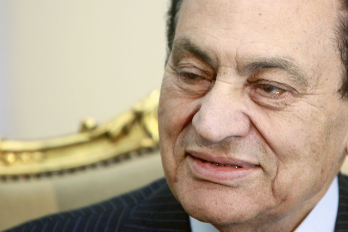 Egyptian President Hosni Mubarak listens during a meeting with Russian Deputy Foreign Minister Alexander Saltanov, at the Presidential palace in Cairo, Egypt, Wednesday, Feb. 9, 2011. The boldest challenge ever to President Hosni Mubarak