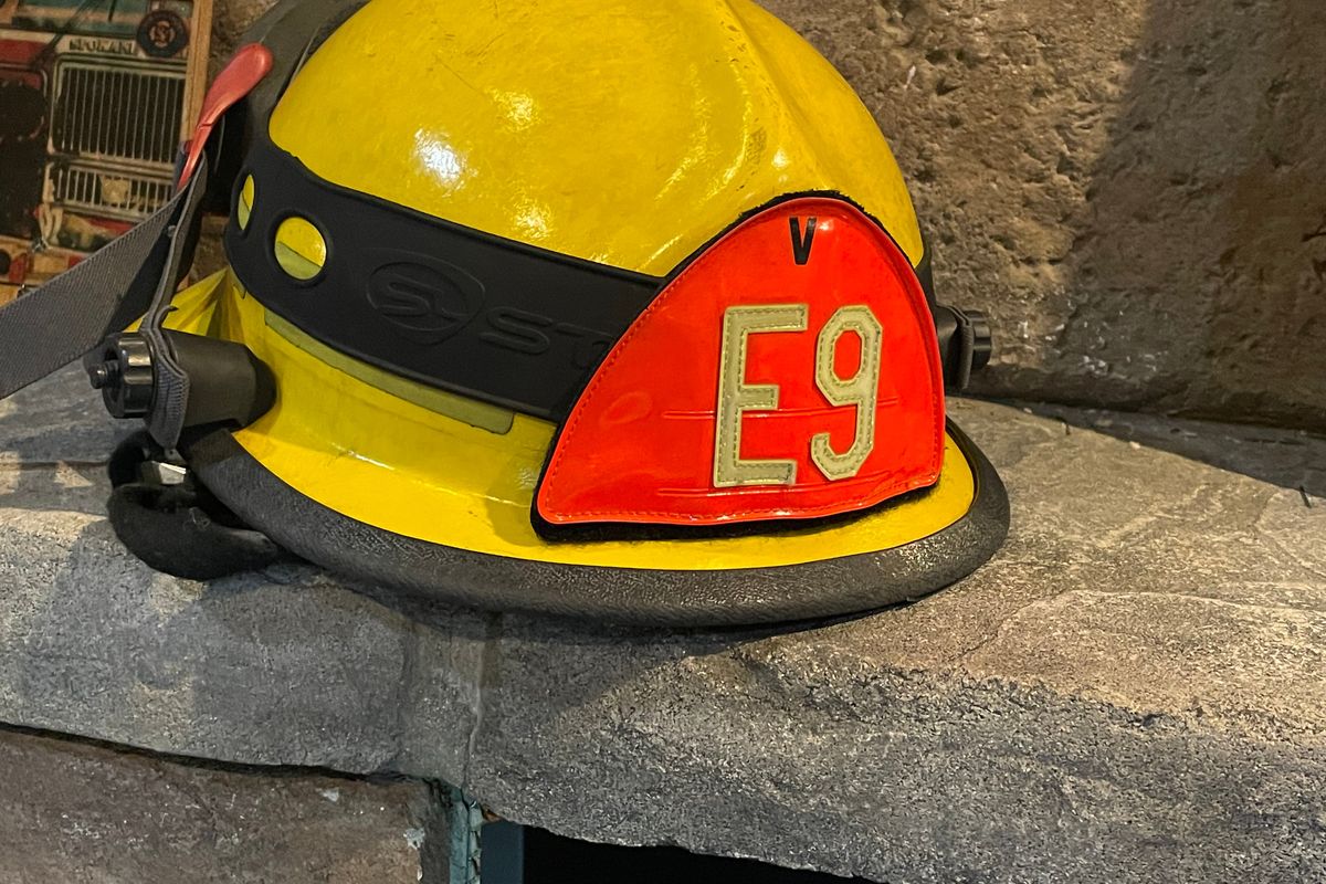 Rick Freier’s helmet that he wore while working at Station 9.  (Nina Culver/For The Spokesman-Review)