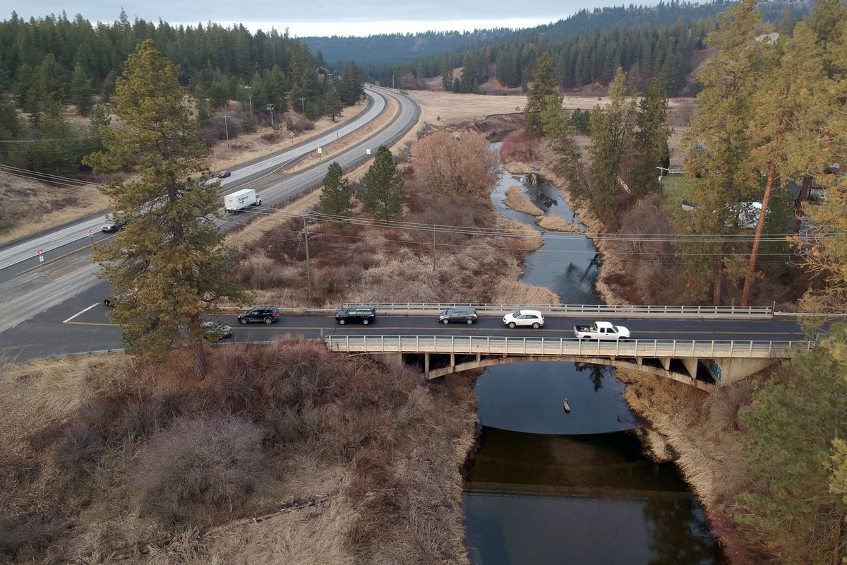 The Hatch Road bridge over Latah Creek, seen on Thursday, connects South Hill traffic to U.S. 195. The connection is crucial for residents on the hill’s southern half, especially those needing to head south on 195.  (Jesse Tinsley/THE SPOKESMAN-REVIEW)