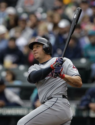 Asdrubal Cabrera watches his home run in the first inning. (Associated Press)
