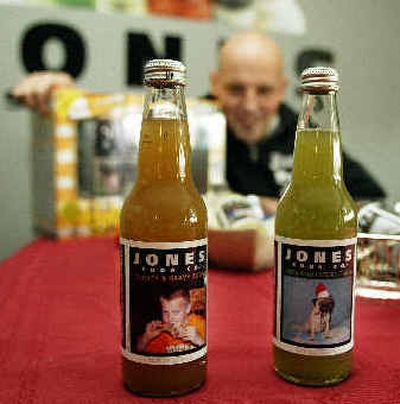 
Bottles of Turkey & Gravy soda and Green Bean Casserole soda sit at the Seattle headquarters of Jones Soda Co.  
 (Associated Press / The Spokesman-Review)
