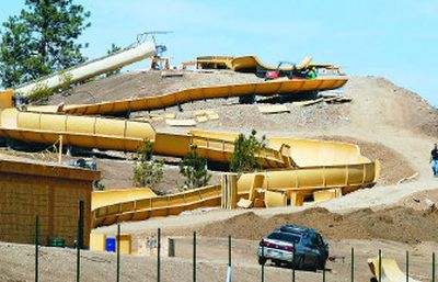 
Work continues on the expansion of Boulder Beach Water Park at Silverwood Theme Park in Athol. The project will double the size of the water park, which reached capacity shortly after opening. There will be another wave pool and more slides. 
 (Jesse Tinsley / The Spokesman-Review)