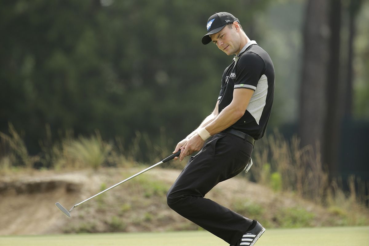Martin Kaymer, of Germany, reacts to his missed birdie on the 17th hole during the second round of the U.S. Open. (AP)