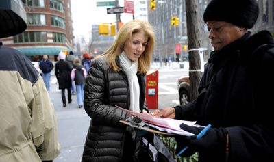 Caroline Kennedy speaks with Save the Children volunteer Virginia Snead in New York City on Friday. Kennedy’s name has surfaced as a possible replacement for Sen. Hillary Rodham Clinton.  (Associated Press / The Spokesman-Review)