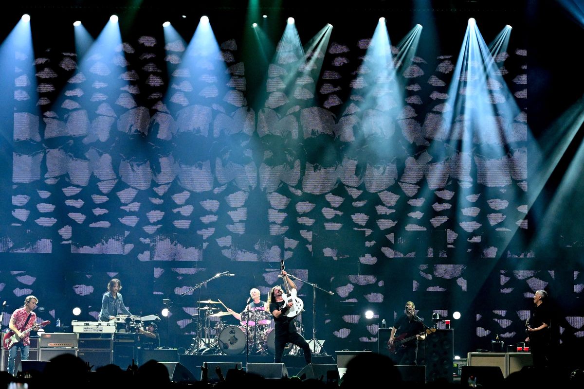 The Foo Fighters’ Dave Grohl performs on Friday, Aug. 4, 2023, at Spokane Arena in Spokane, Wash.  (Tyler Tjomsland/The Spokesman-Review)