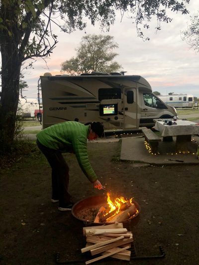 We cheered on the Los Angeles Dodgers to the team's World Series win at our campsite at Fort Worden State Park near Port Townsend. (Leslie Kelly)