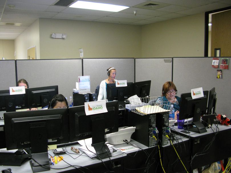 The busy call center at Idaho's health insurance exchange on Tuesday morning (Betsy Russell)