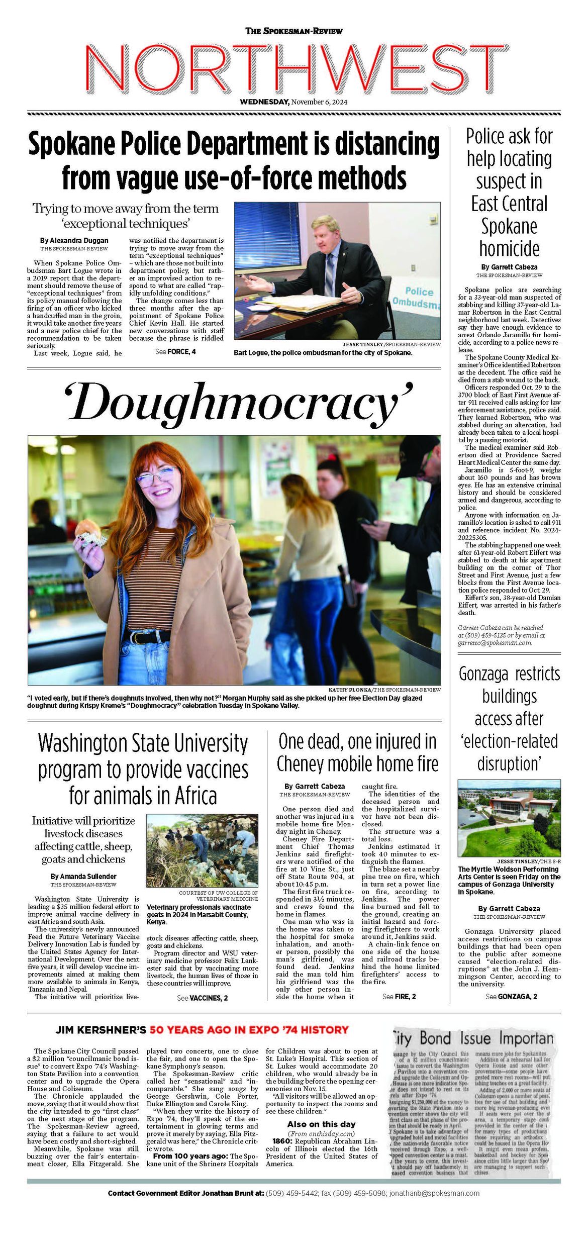 Northwest Front Page for Nov. 6, 2024 The SpokesmanReview