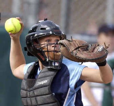 
Central Valley freshman Mickenzie Alden has made an immediate impact at catcher.Central Valley freshman Mickenzie Alden has made an immediate impact at catcher.
 (Jed Conklin/Jed Conklin/ / The Spokesman-Review)