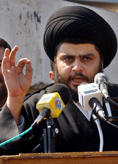 
Radical Shiite cleric Muqtada al-Sadr, shown last year, is seen as a key supporter of Iraqi Prime Minister Nouri al-Maliki.  
 (File Associated Press / The Spokesman-Review)