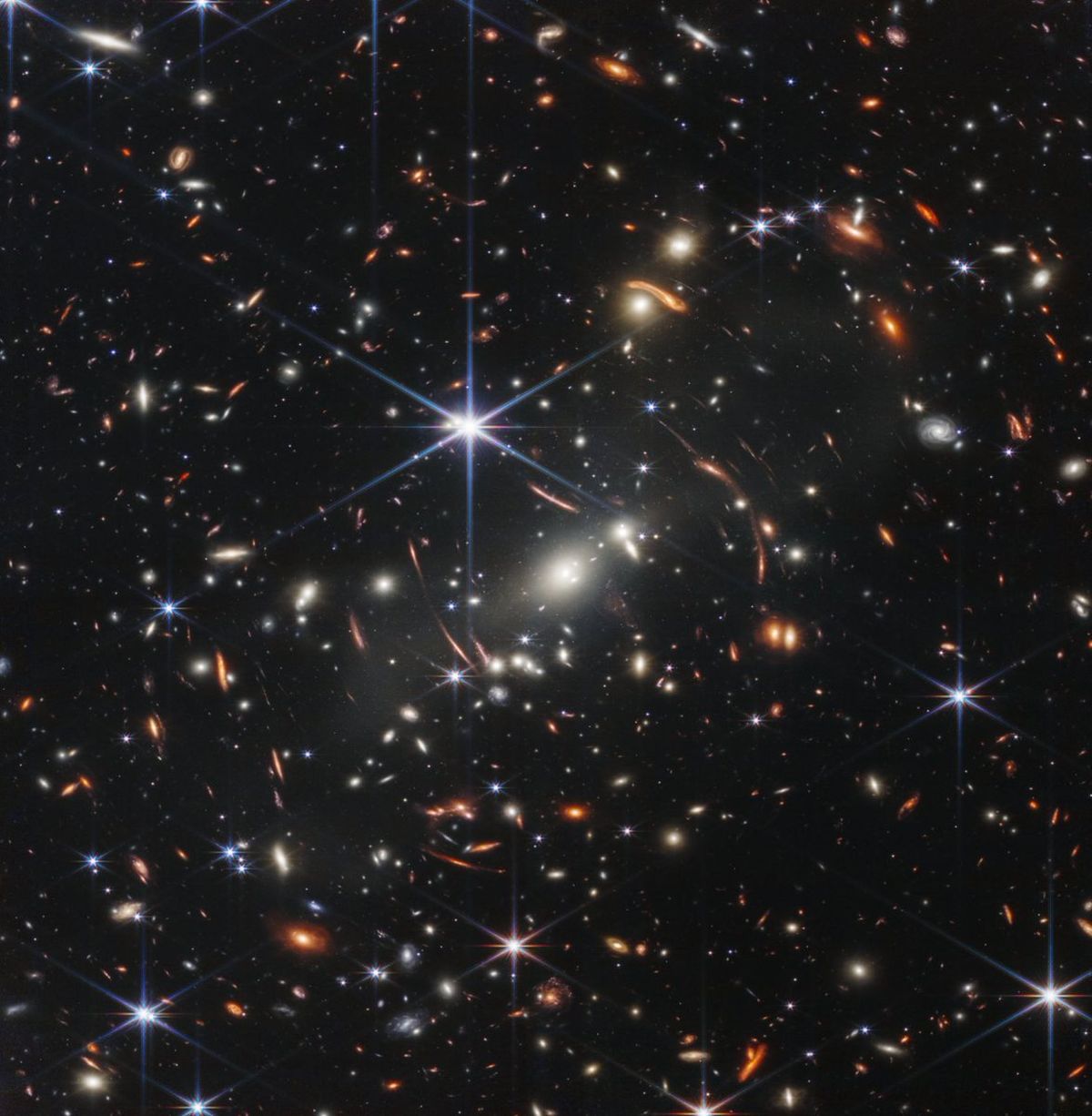The James Webb Space Telescope captured this image of deep space that was revealed to the public during a briefing with NASA and President Joe Biden at the White House. Objects in the image are 13 billion years old; the universe is estimated to be 13.7 billion years old.  (NASA)