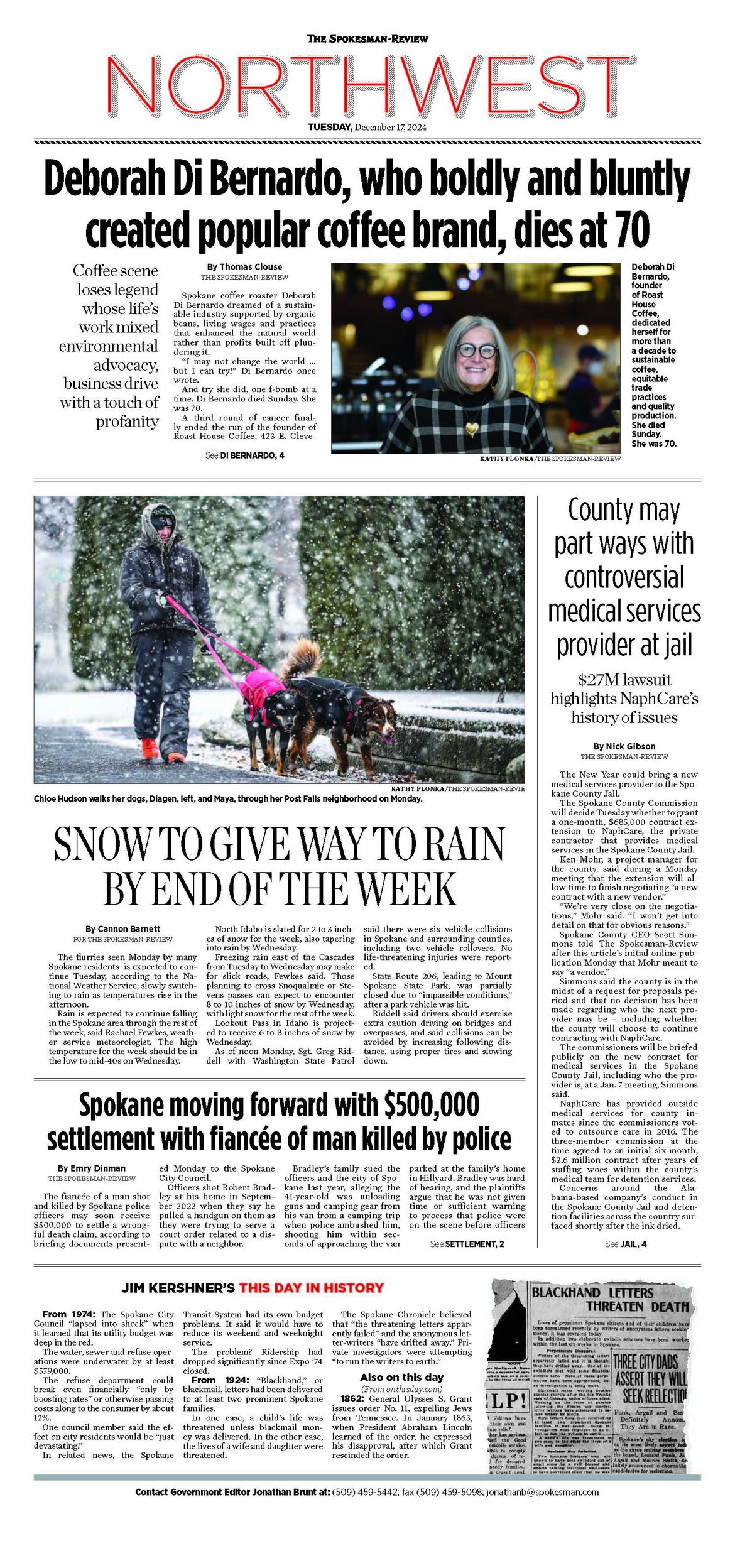 Northwest Front Page for Dec. 17, 2024 The SpokesmanReview