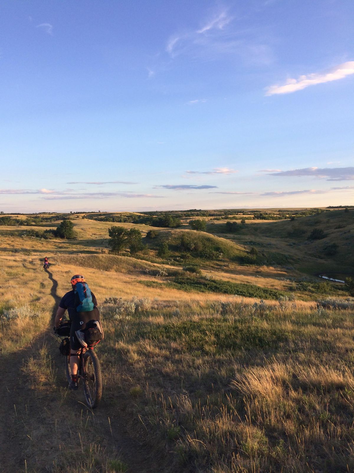Ryan Johnson leads Drew Redman on the curvy section of the Maah Daah Hey Trail’s single track near Medora, North Dakota. (Photos by Carey J. Williams/Associated Press)