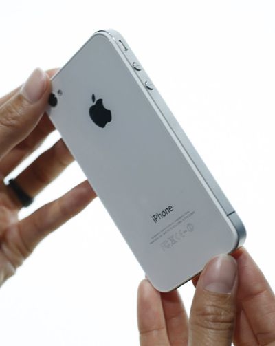 A closeup of the new Apple  iPhone 4 shown at the Apple Worldwide Developers Conference on June 7, 2010, in San Francisco. (Associated Press)