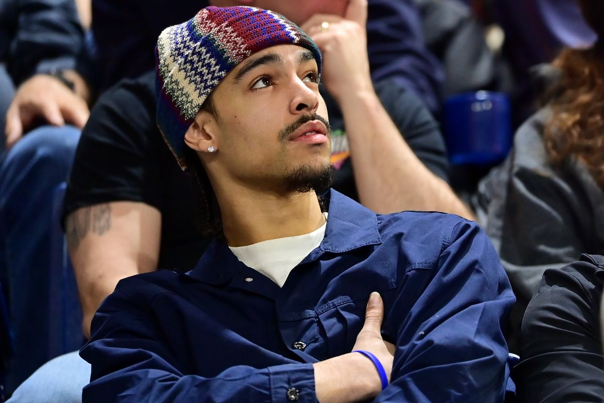 Former Gonzaga standout Andrew Nembhard watches his brother, Bulldogs guard Ryan Nembhard, play against Pacific from the stands during the second half Saturday at McCarthey Athletic Center. Gonzaga won 102-76.  (Tyler Tjomsland/The Spokesman-Review)