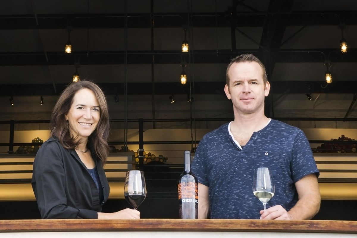 Ste. Michelle-trained winemaker Melanie Krause, left, and her husband, Joe Schnerr, own and operate Cinder Wines in the Garden City, Idaho, near Boise. (Courtesy of Cinder Wines)