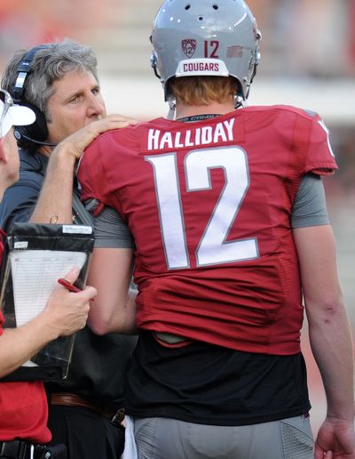 WSU coach Mike Leach says he knows quarterback Connor Halliday can play better. (Tyler Tjomsland)