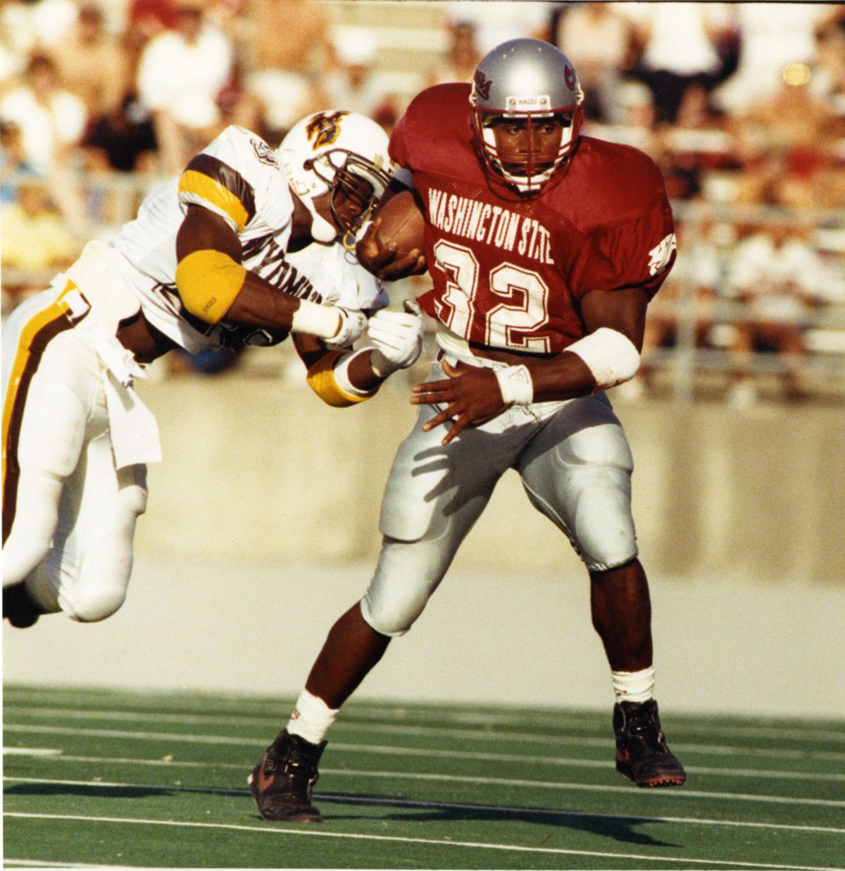 Then: Shaumbe Wright-Fair (1989-92) established himself as one of WSU’s all-time top running backs. (FILE)
