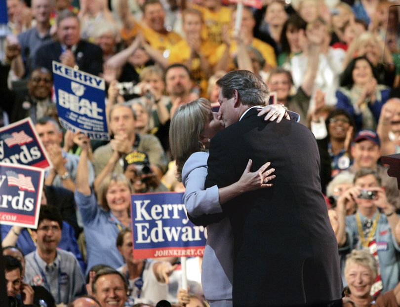 FILE - In this July 26, 2004 file photo, former Vice President Al Gore kisses his wife Tipper after addressing the delegates during the Democratic National Convention at the FleetCenter in Boston. Gore and his wife, Tipper, are separating after 40 years of marriage. (Kevork Djansezian / Associated Press)