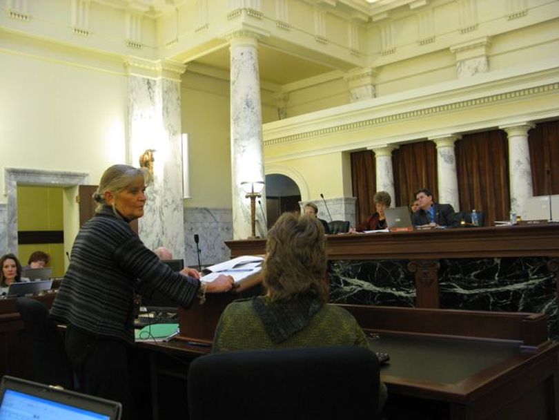 Former state Sen. Robbie Barrutia, interim director of the State Independent Living Council, talks about the council's accomplishments in a budget hearing Friday morning. The council is among several agencies Gov. Butch Otter has proposed for a four-year phaseout of state funding; the council also receives federal funds. (Betsy Russell)